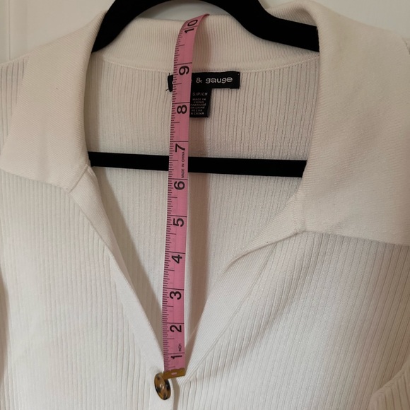 White Ribbed Button-Up Cardigan - Picture 8 of 9